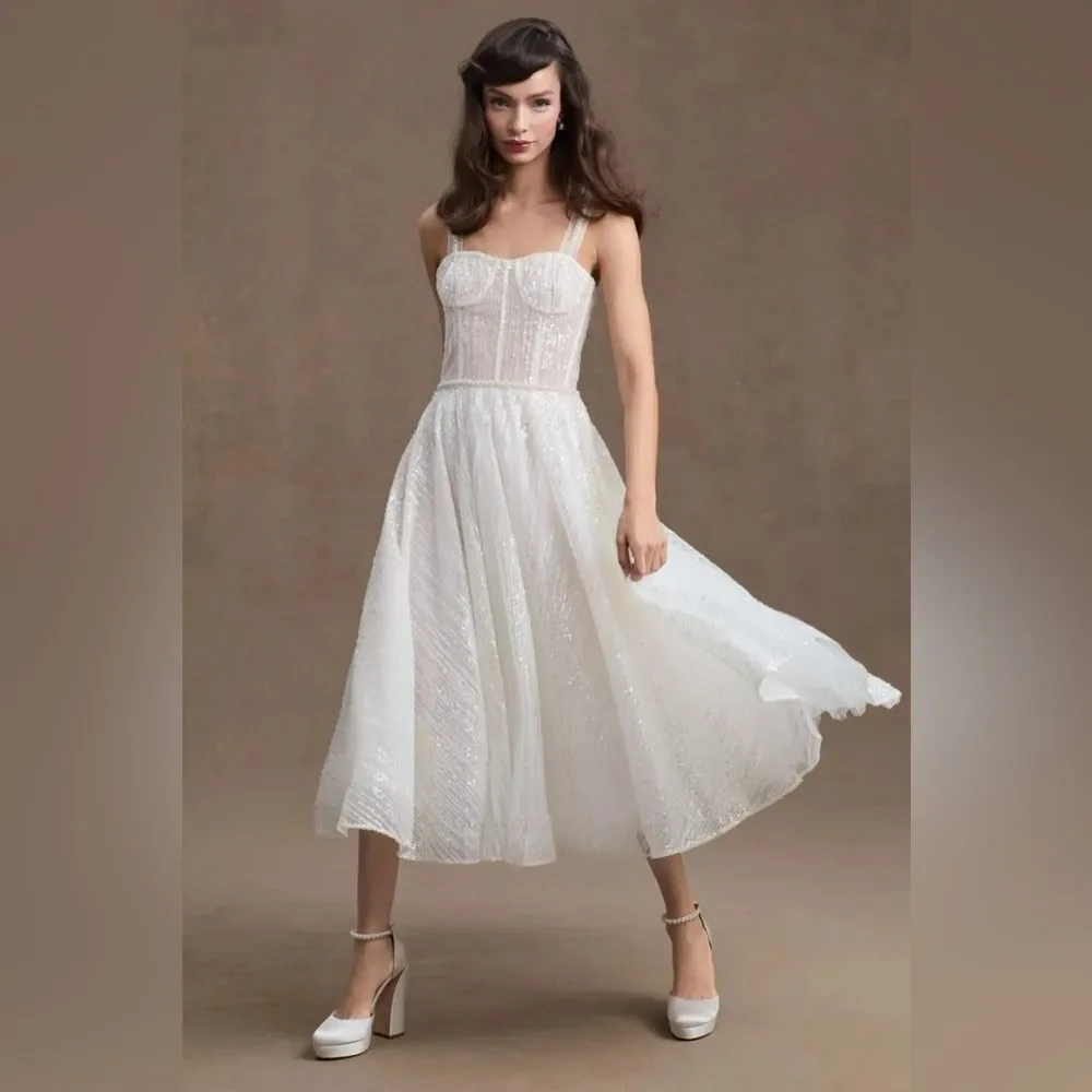 Bronx and Banco Mademoiselle Bridal Midi Dress/ size M - Picture 5 of 10